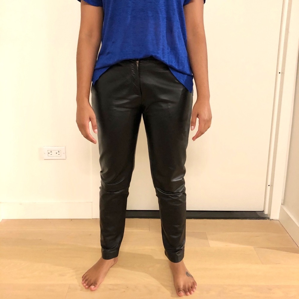 Sandro leather black trousers size 26